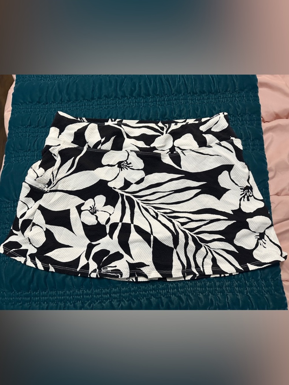 Beach House Black and White Floral Swim skort